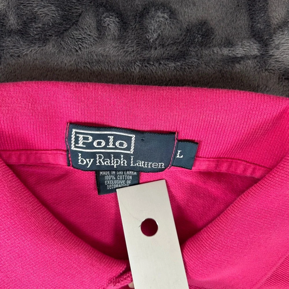 Polo Ralph Lauren Polo Shirt Mens Large Pink Teal Pony Logo Short Sleeve Pique